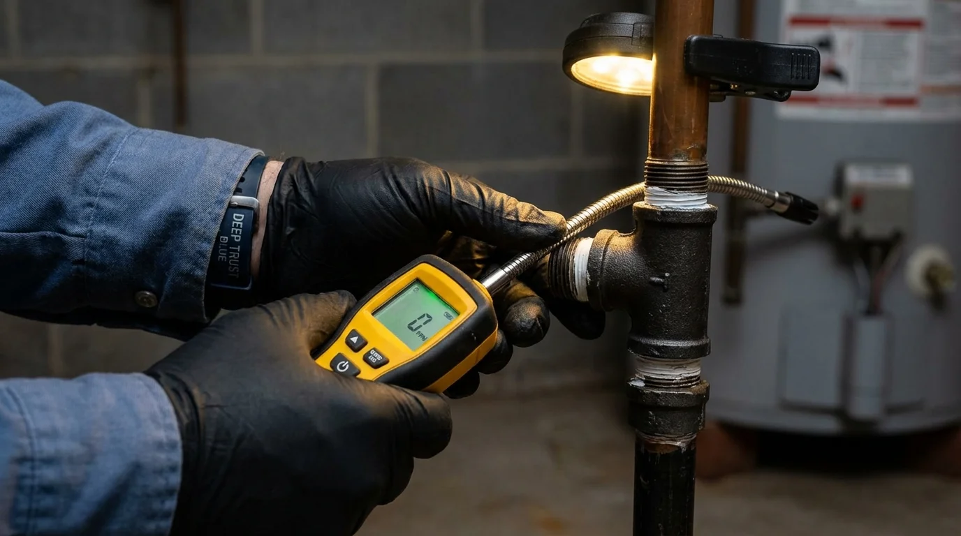 Gas leak detection with electronic sniffer by Johns Plumbing LLC in Poplar Grove