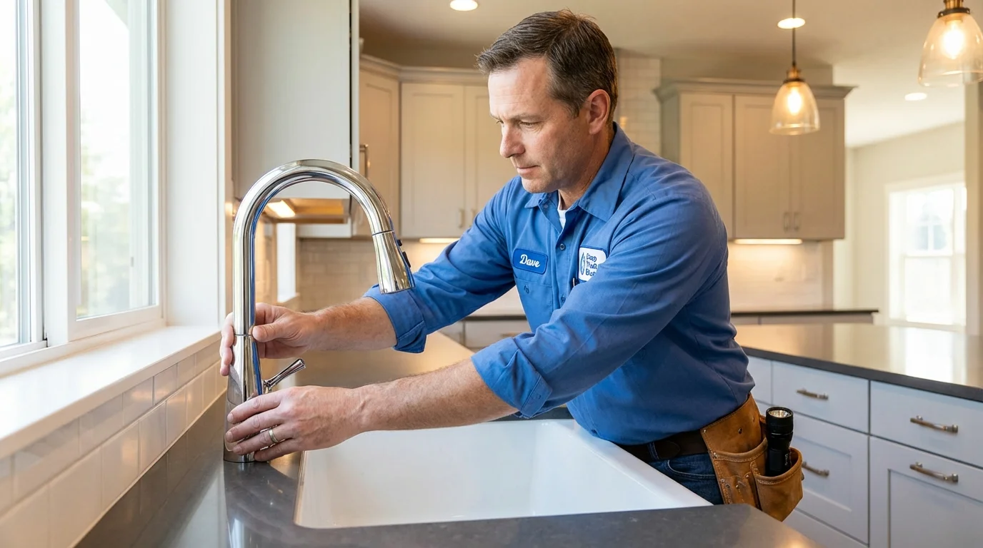 Kitchen faucet installation by Johns Plumbing LLC in Poplar Grove